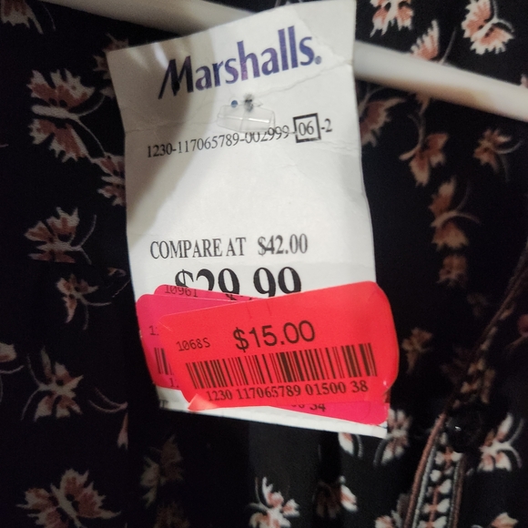 Max Studio Black Midi Dress with Pink Floral Print - Picture 3 of 3